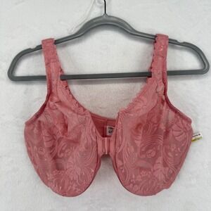 Glamorise Bra Front Closure Rose Pink Lace Wireless Bra 36G NWT Womens‎